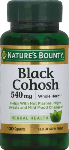 Nature's Bounty Black Cohosh Root Pills and Herbal Health Supplement, Natural Menopausal Support, 540 mg, 100 Capsules (Pack of 2)
