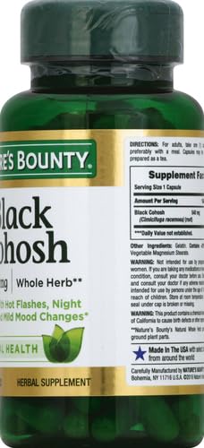 Nature's Bounty Black Cohosh Root Pills and Herbal Health Supplement, Natural Menopausal Support, 540 mg, 100 Capsules (Pack of 2)
