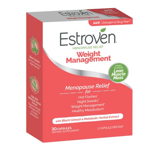 Estroven Weight Management for Menopause Relief - 30 Ct. - Clinically Proven Ingredients Help Manage Weight, Provide Night Sweats & Hot Flash Relief* Drug-Free & Gluten-Free Caplets