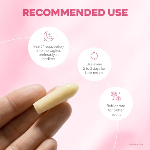 Mother's Dose Hyaluronic Acid 5mg Suppository HydraDose- Hormone Free Moisturizer for Vaginal Dryness-USA Made, 1 Month Supply- 10 Inserts