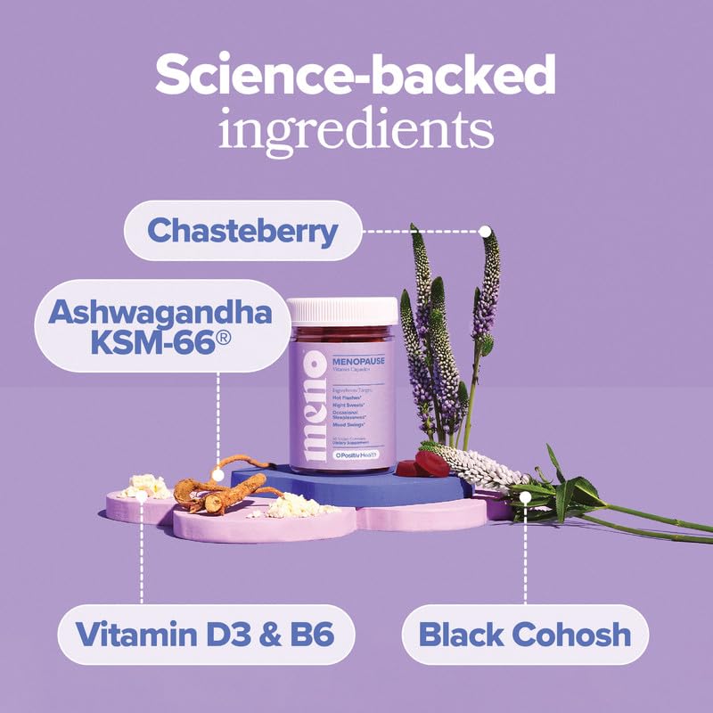 O Positiv MENO Gummies for Menopause, 30 Servings (Pack of 1) - Hormone-Free Supplements for Women with Black Cohosh & Ashwagandha KSM-66 - Helps Alleviate Hot Flashes, Night Sweats, & Mood Swings