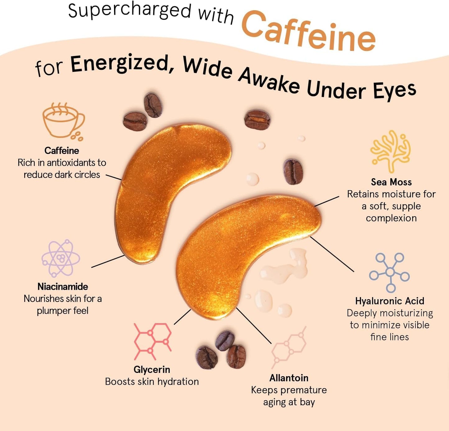 grace & stella Caffeine Under Eye Patches - Awakening Eye Patches for Puffy Eyes and Dark Circles - Under Eye Mask Patches with Niacinamide & Hyaluronic Acid - Vegan, Cruelty-Free, 24 Pairs