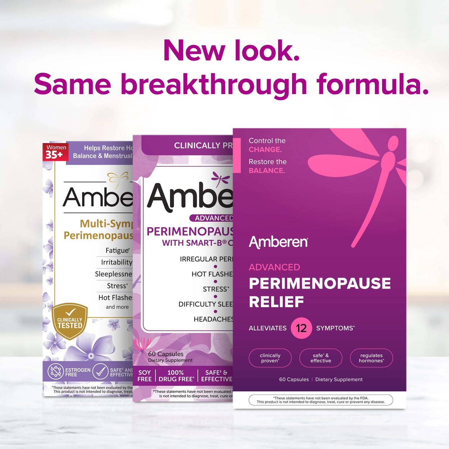 Amberen Perimenopause, Peri-Menopause Multi-Symptom Relief, Vitamin B, Vitamin E & Antioxidants Supplement, Clinically Shown to Help Support Hormone Balance, Hot Flashes & Night Sweats, 60 Count