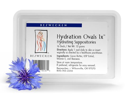 Bezwecken – Hydration Ovals 1x – 16 Oval Suppositories - Professionally Formulated to Alleviate Vaginal Dryness in Menopausal Women - Safe, Natural & Paraben Free