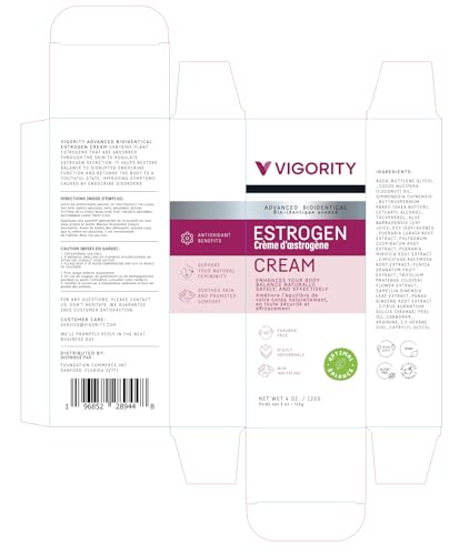 Estrogen Cream For Women, Natural Bioidentical, Hot Flashes Menopause Relief, Estrogen Cream With Wild Yam, Menstrual Cycle & Body Balance Support, Helps Reduce Hot Flashes, Paraben-Free, Vegan, 3-Month Supply(4 Oz)