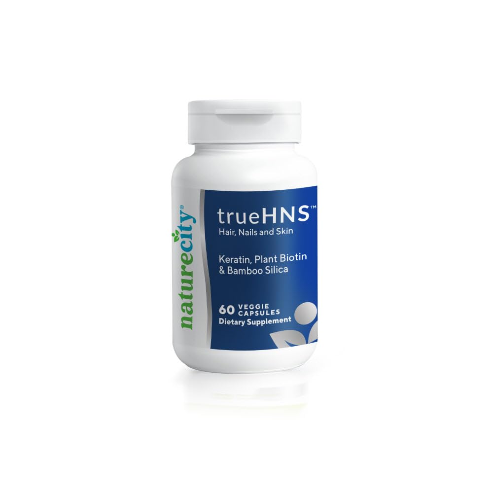 NatureCity True-HNS Hair Nails and Skin Cynatine Keratin and Plant Based Biotin Vitamin Supplement | Fuller and Stronger Hair and Nails | Non GMO | 60 Veggie Capsules