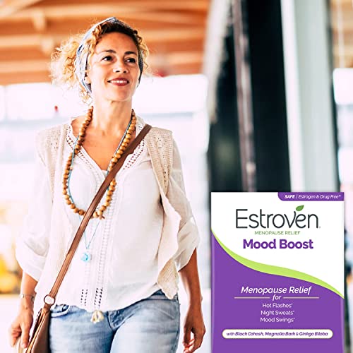 Estroven Mood Boost For Menopause Relief - 30 Ct. - Clinically Proven Ingredients That Help Manage Mood Swings, Night Sweats & Hot Flash Relief - Drug-Free and Gluten-Free
