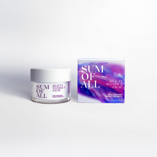 Sum Of All Replenishing Night Cream Tx for Face with Anti Aging Encapsulated Retinol, Peptides and Tsubaki Oil, Hydrating Facial Moisturizer, Fragrance-Free, Menopause Skincare for Women, 1.7 fl oz