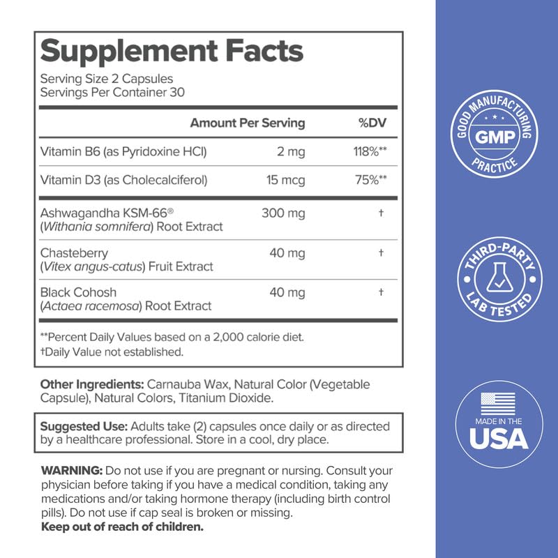 O Positiv MENO Vitamins for Menopause - Hormone-Free Menopause Supplement for Women - Black Cohosh & Ashwagandha KSM-66 - Helps Relieve Hot Flashes, Night Sweats, Mood Swings - 30 Servings (Pack of 1)