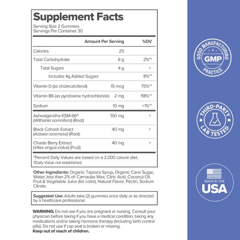 O Positiv MENO Gummies for Menopause, 30 Servings (Pack of 1) - Hormone-Free Supplements for Women with Black Cohosh & Ashwagandha KSM-66 - Helps Alleviate Hot Flashes, Night Sweats, & Mood Swings