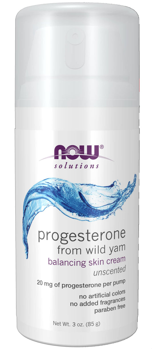 NOW Solutions, Natural Progesterone, Balancing Skin Cream, 20 mg of Natural Progesterone Per Pump, Unscented, 3-Ounce