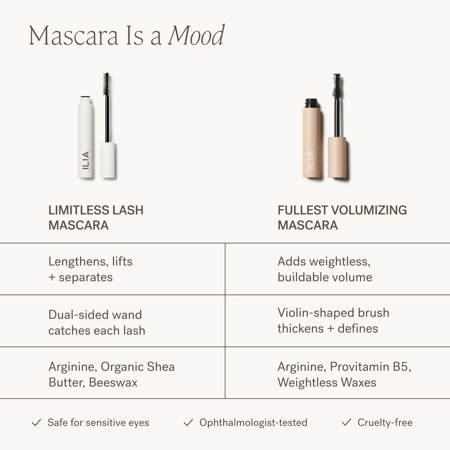 ILIA - Limitless Lash M ascara | Non-Toxic, Cruelty-Free, Lightweight & Nourishing, Flake + Smudge-Resistant, Clean Mascara, Ophthalmologist-Tested, Safe For Sensitive Eyes