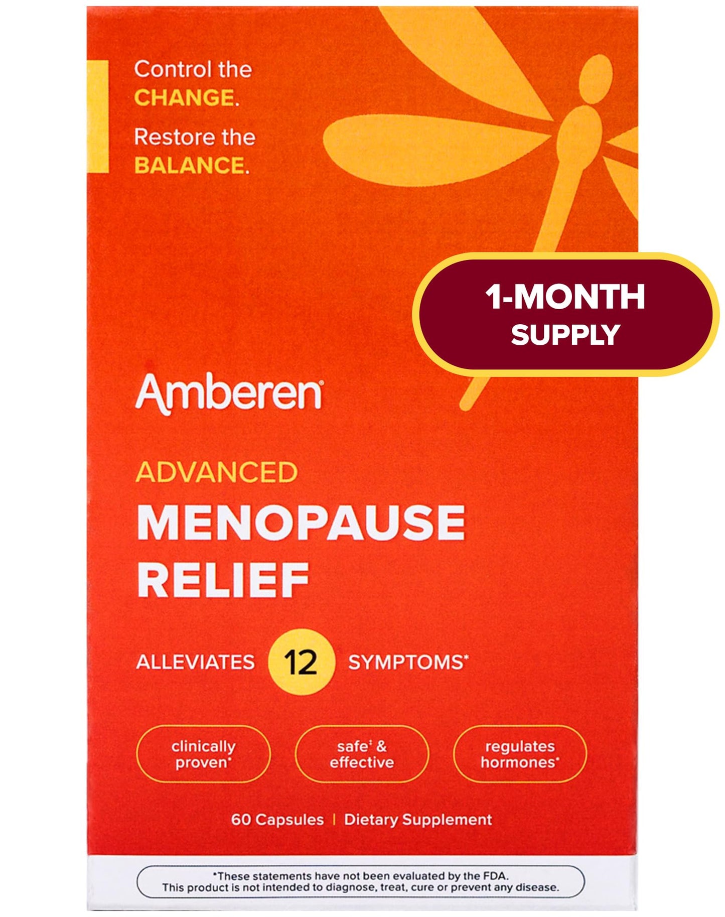 Amberen Menopause Supplements for Women, 60 Capsules, Clinically Shown to Help Support Hormone Balance, Multi-Symptom Relief from Hot Flashes, Night Sweats, Mood Swings & Low Energy