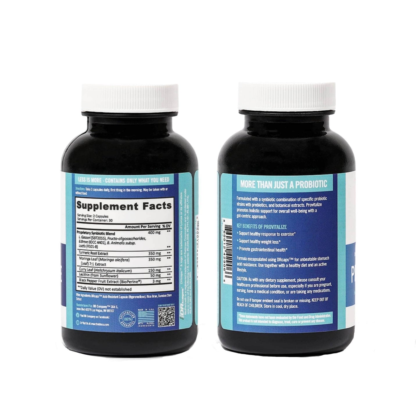 BB Company Provitalize | Probiotics for Women Digestive Health, Menopause, Joint Support | Sexy Midsection Curves, Bloat | Turmeric Curcumin Moringa | Packaging Vary | 60 Ct