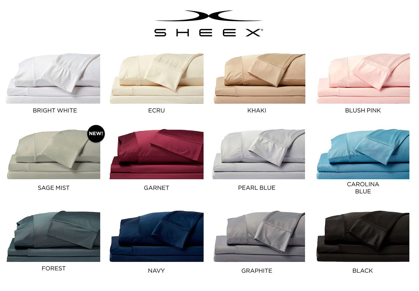 SHEEX Original Performance Sheet Set, Cooling Bed Sheet with 1 Flat Sheet, 1 Fitted Sheet, and 2 King Pillowcases, King/California King, Bright White