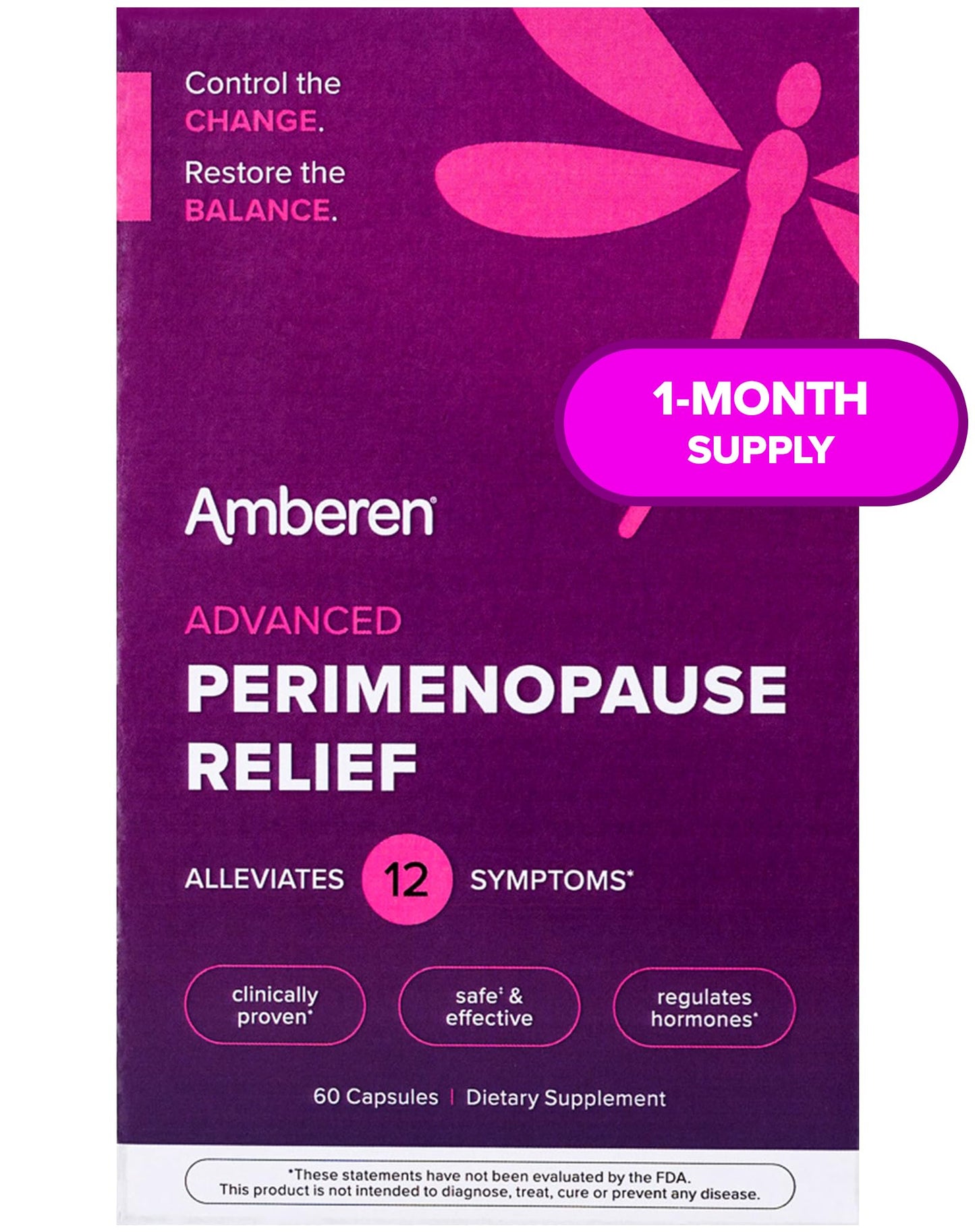 Amberen Perimenopause, Peri-Menopause Multi-Symptom Relief, Vitamin B, Vitamin E & Antioxidants Supplement, Clinically Shown to Help Support Hormone Balance, Hot Flashes & Night Sweats, 60 Count