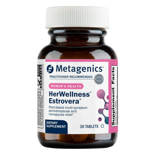 Metagenics HerWellness Estrovera - All-Natural, Hormone-Free Perimenopause & Menopause Support - for Hot Flashes, Menopause Relief, Night Sweats - Gluten-Free - Vegetarian - Non-GMO - 30 Tablets