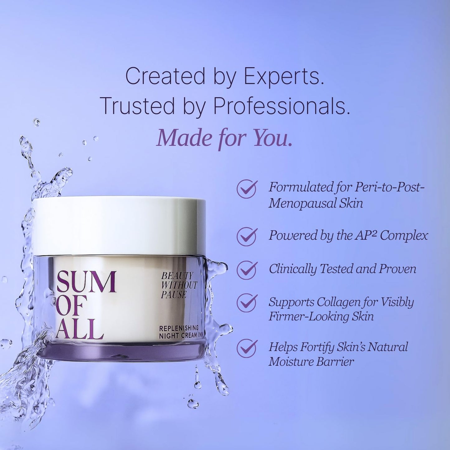 Sum Of All Replenishing Night Cream Tx for Face with Anti Aging Encapsulated Retinol, Peptides and Tsubaki Oil, Hydrating Facial Moisturizer, Fragrance-Free, Menopause Skincare for Women, 1.7 fl oz