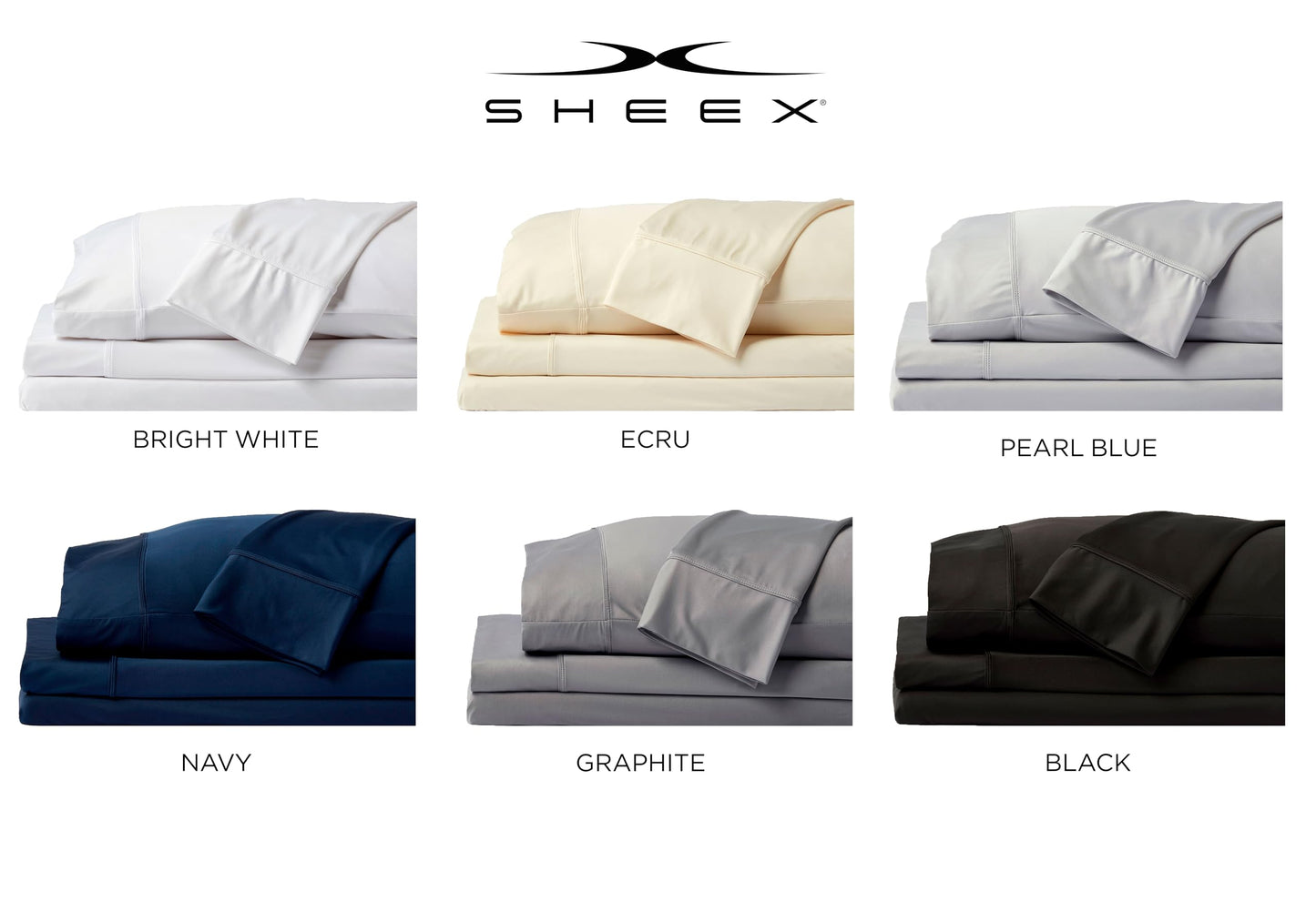 SHEEX Original Performance Sheet Set, Cooling Bed Sheet with 1 Flat Sheet, 1 Fitted Sheet, and 2 King Pillowcases, King/California King, Bright White