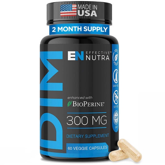 Effective Nutra Dim Supplement 300mg Capsule - Extra Strength Diindolylmethane DIM + BioPerine - Estrogen Blocker for Men & Women - Estrogen Balance, Metabolism, Hormone, Menopause, Acne, PCOS
