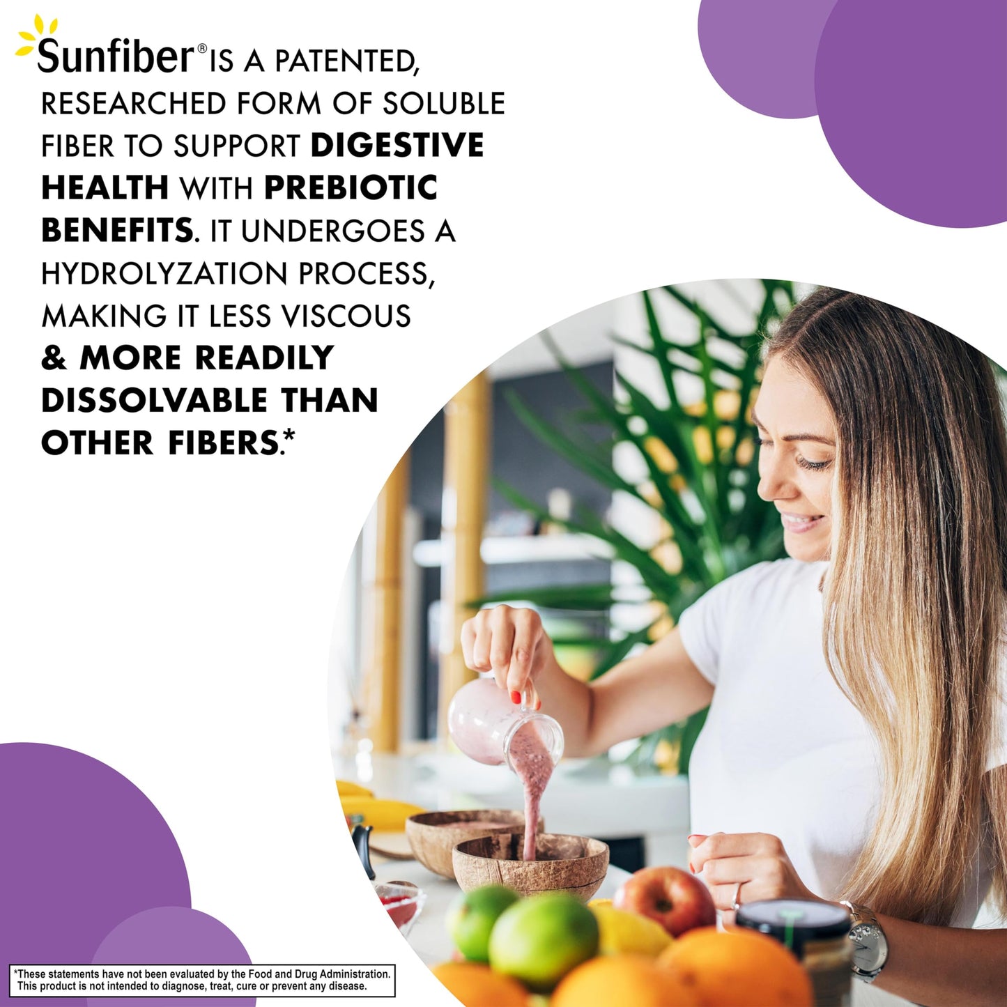 BlueBonnet Nutrition Sunfiber – 6 g of Plant Based Prebiotic Soluble Fiber – Supports Digestive Health* - Instant Dissolve – Non-GMO, Vegan, Kosher, Low-FODMAP – Unflavored, 7.4 OZ, 30 Servings